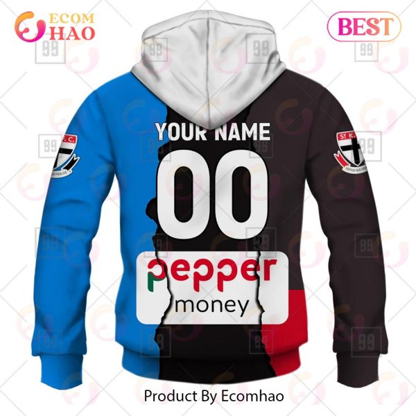 Personalized 2023 AFL Mix Guernseys St. Kilda Saints 3D Hoodie