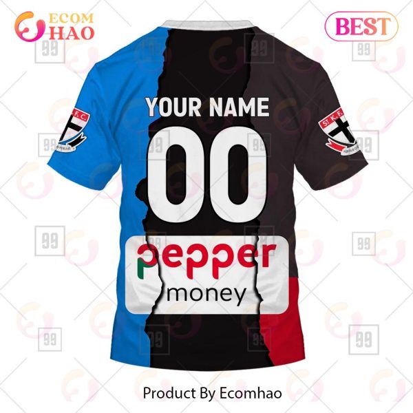 Personalized 2023 AFL Mix Guernseys St. Kilda Saints 3D Hoodie