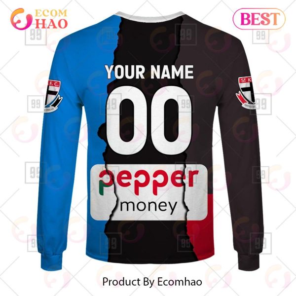 Personalized 2023 AFL Mix Guernseys St. Kilda Saints 3D Hoodie