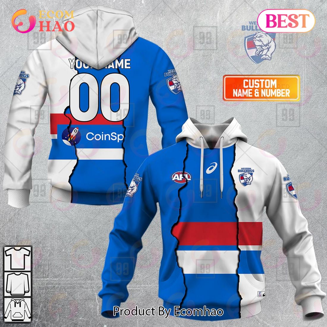 Personalized 2023 AFL Mix Guernseys Western Bulldogs 3D Hoodie