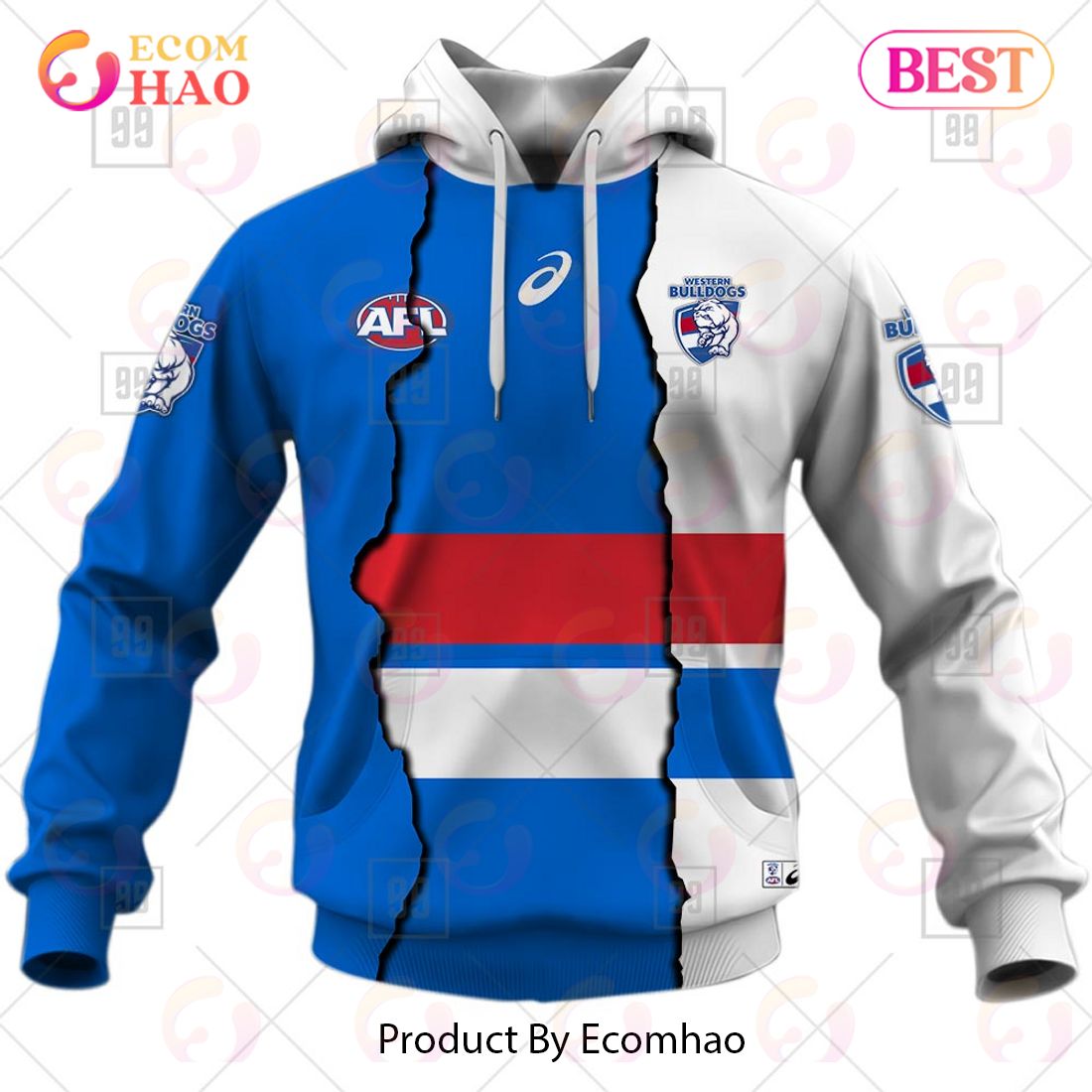 Personalized 2023 AFL Mix Guernseys Western Bulldogs 3D Hoodie