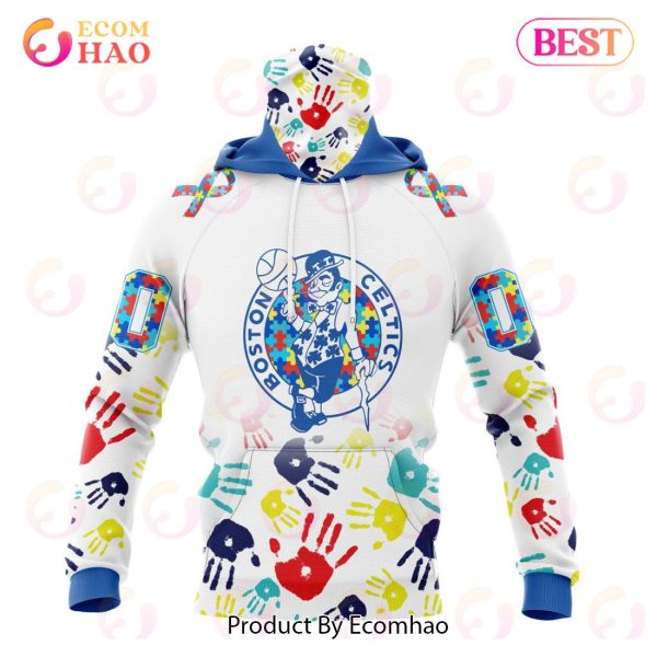 NBA Boston Celtics Autism Awareness Hands Design 3D Hoodie