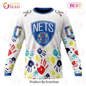 NBA Brooklyn Nets Autism Awareness Hands Design 3D Hoodie