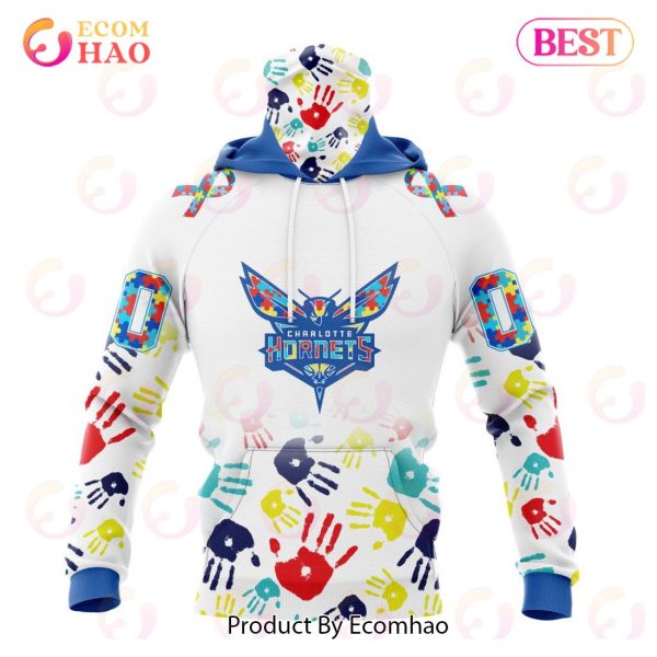 NBA Charlotte Hornets Autism Awareness Hands Design 3D Hoodie