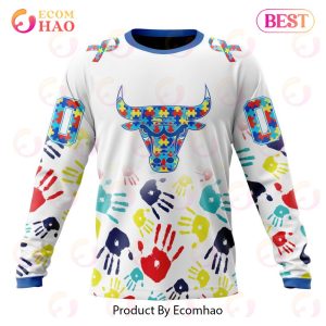 NBA Chicago Bulls Autism Awareness Hands Design 3D Hoodie
