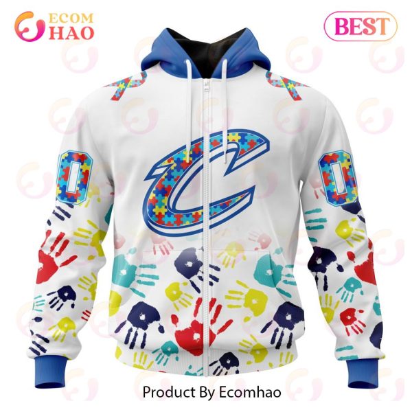 NBA Cleveland Cavaliers Autism Awareness Hands Design 3D Hoodie