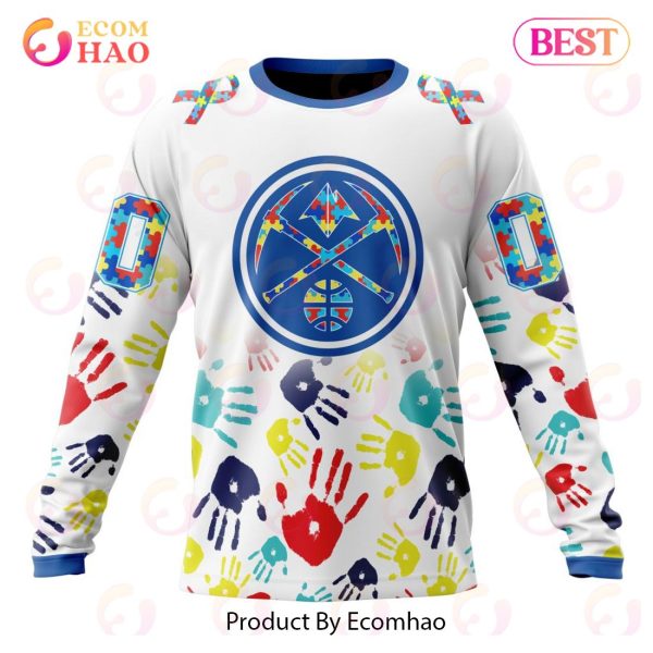 NBA Denver Nuggets Autism Awareness Hands Design 3D Hoodie