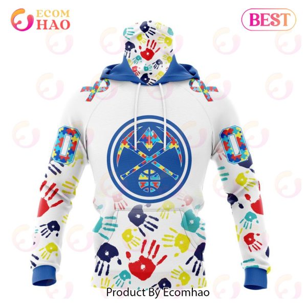 NBA Denver Nuggets Autism Awareness Hands Design 3D Hoodie