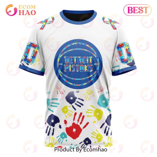 NBA Detroit Pistons Autism Awareness Hands Design 3D Hoodie