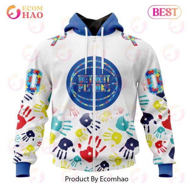 NBA Detroit Pistons Autism Awareness Hands Design 3D Hoodie