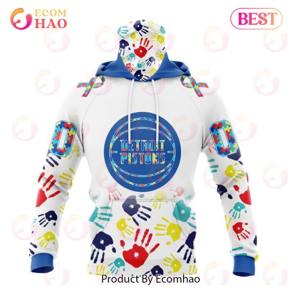 NBA Detroit Pistons Autism Awareness Hands Design 3D Hoodie