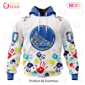 NBA Golden State Warriors Autism Awareness Hands Design 3D Hoodie NBA Golden State Warriors Autism Awareness Hands Design 3D Hoodie