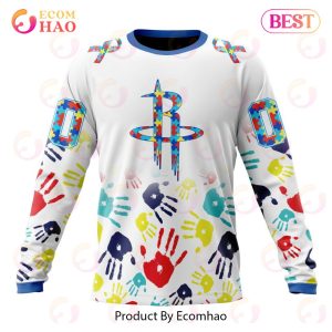 NBA Houston Rockets Autism Awareness Hands Design 3D Hoodie