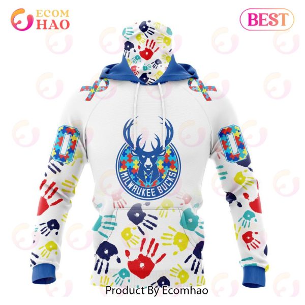 NBA Milwaukee Bucks Autism Awareness Hands Design 3D Hoodie