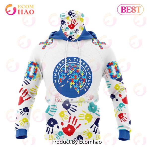 NBA Minnesota Timberwolves Autism Awareness Hands Design 3D Hoodie