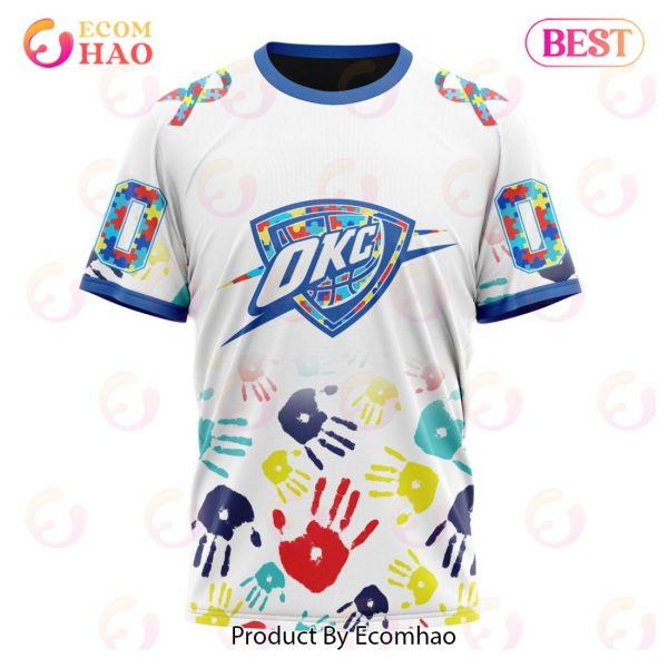 NBA Oklahoma City Thunder Autism Awareness Hands Design 3D Hoodie