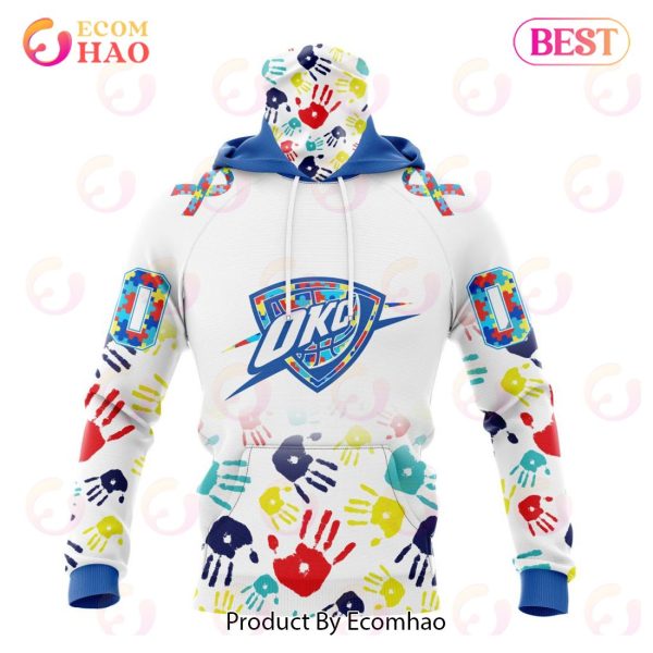NBA Oklahoma City Thunder Autism Awareness Hands Design 3D Hoodie
