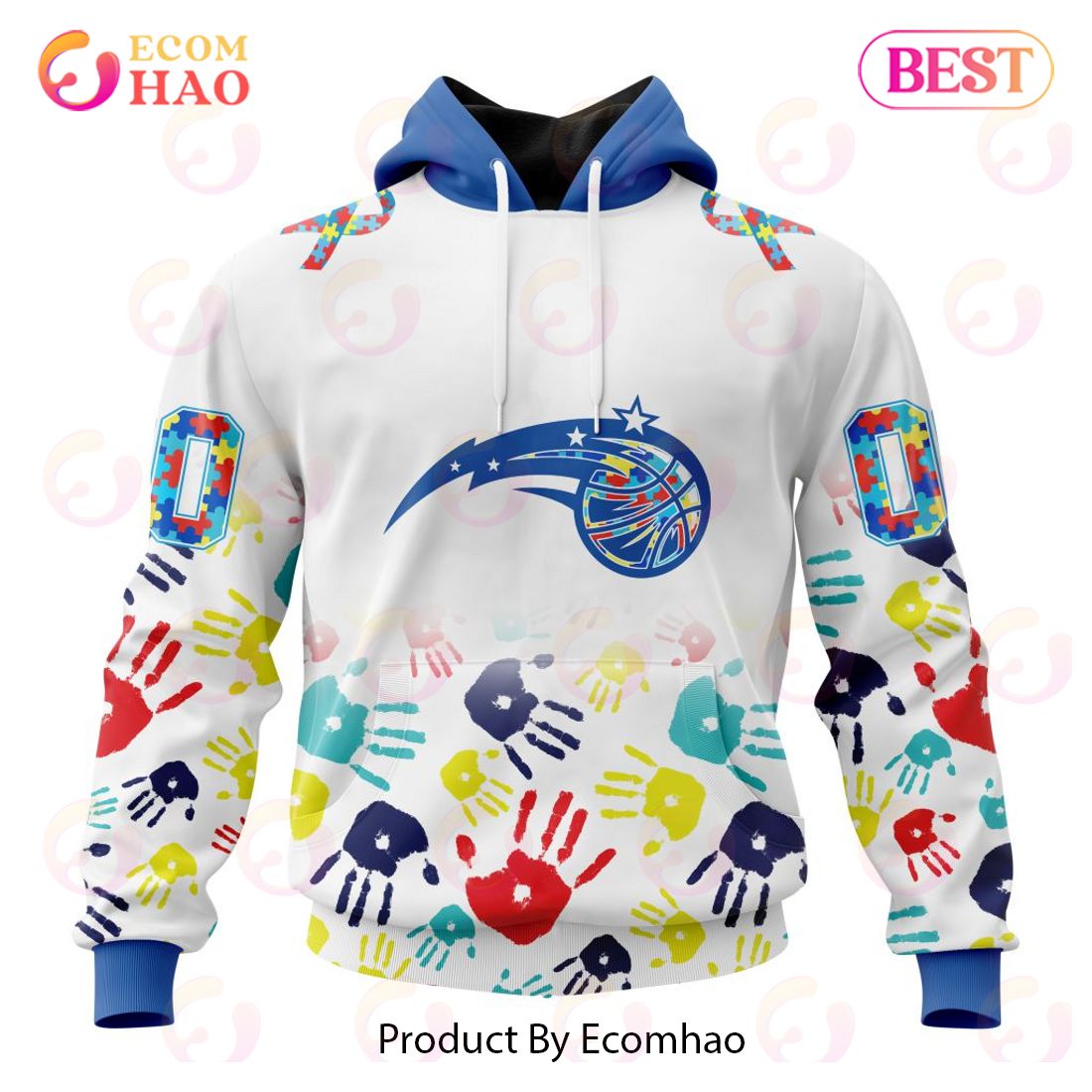 NBA Orlando Magic Autism Awareness Hands Design 3D Hoodie