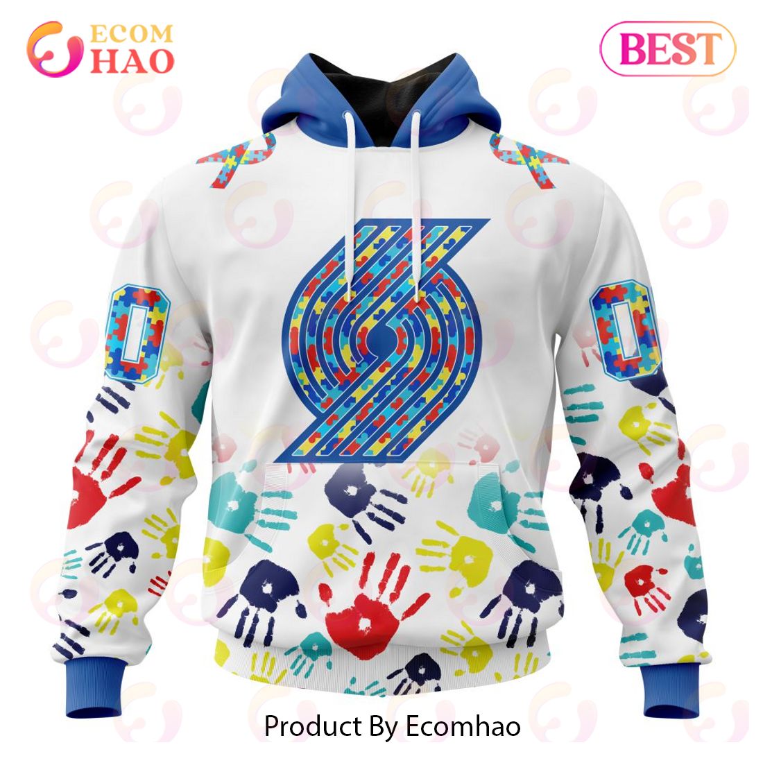 NBA Philadelphia 76ers Autism Awareness Hands Design 3D Hoodie