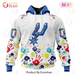 NBA San Antonio Spurs Autism Awareness Hands Design 3D Hoodie NBA San Antonio Spurs Autism Awareness Hands Design 3D Hoodie