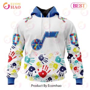 NBA Utah Jazz Autism Awareness Hands Design 3D Hoodie NBA Utah Jazz Autism Awareness Hands Design 3D Hoodie