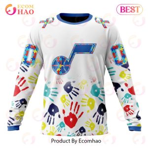 NBA Utah Jazz Autism Awareness Hands Design 3D Hoodie