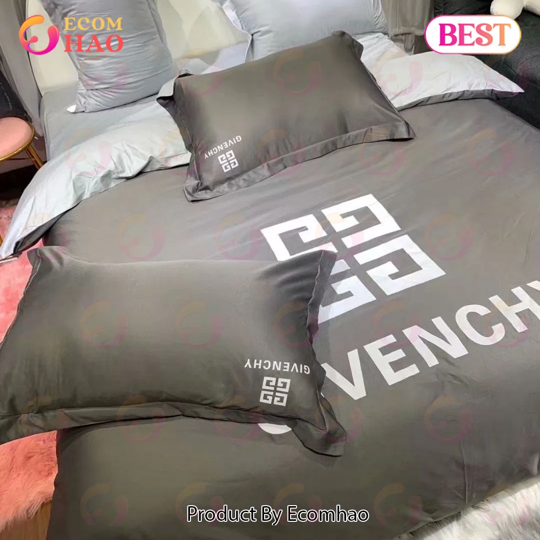 Grey Givenchy Logo Luxury Brand High End Premium Bedding Set For Bedroom  Luxury Bedspread Duvet Cover Set With Pillowcases Home Decoration - Ecomhao  Store