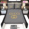 Gucci Amazing White Fashion Logo Luxury Brand Bedding Sets Bedroom Decor Thanksgiving Decorations For Home