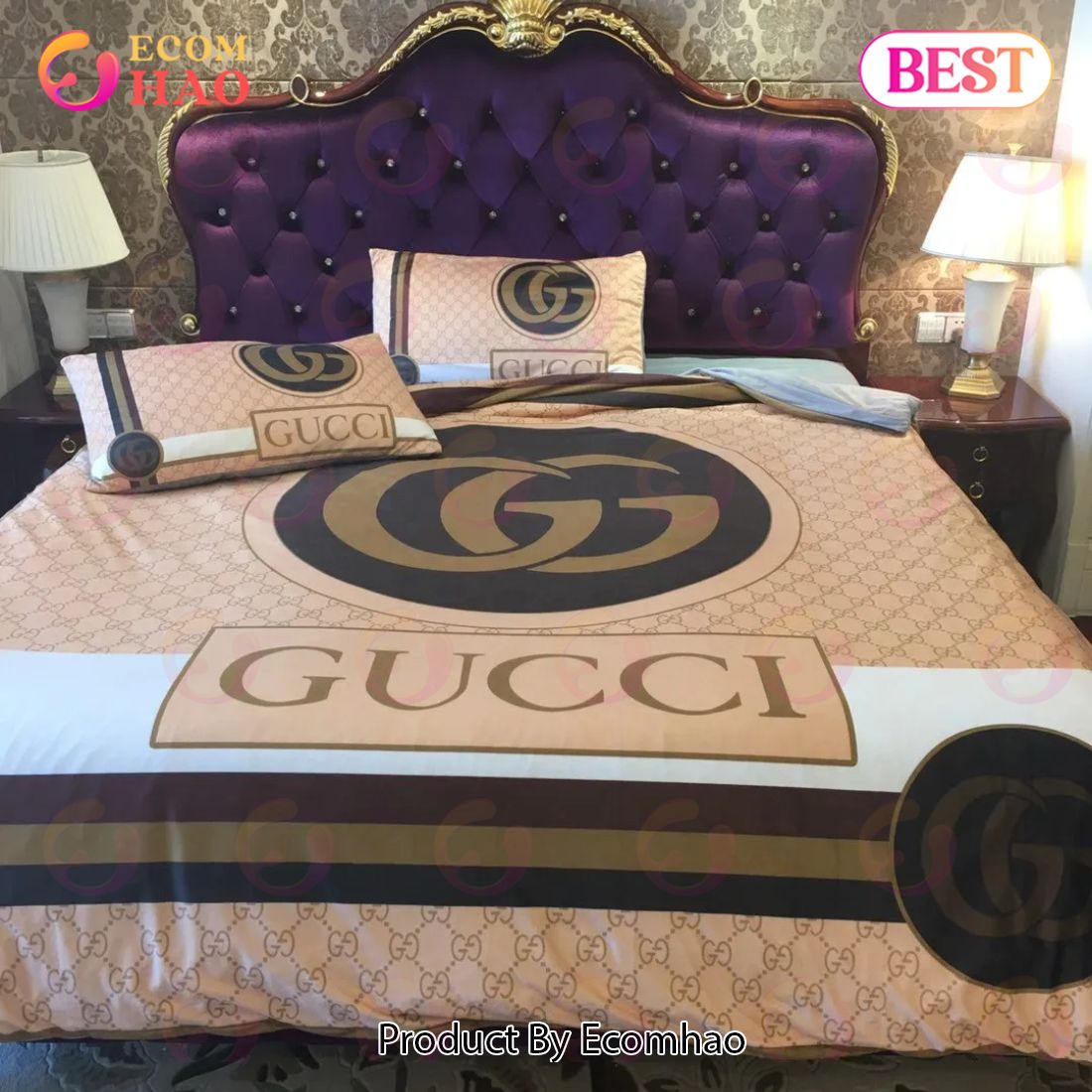 Gucci Beautiful Luxury Brand Inspired 3D Bedding Sets Duvet Cover Bedlinen Bed Set Best Luxury Bed Sets Luxury Items