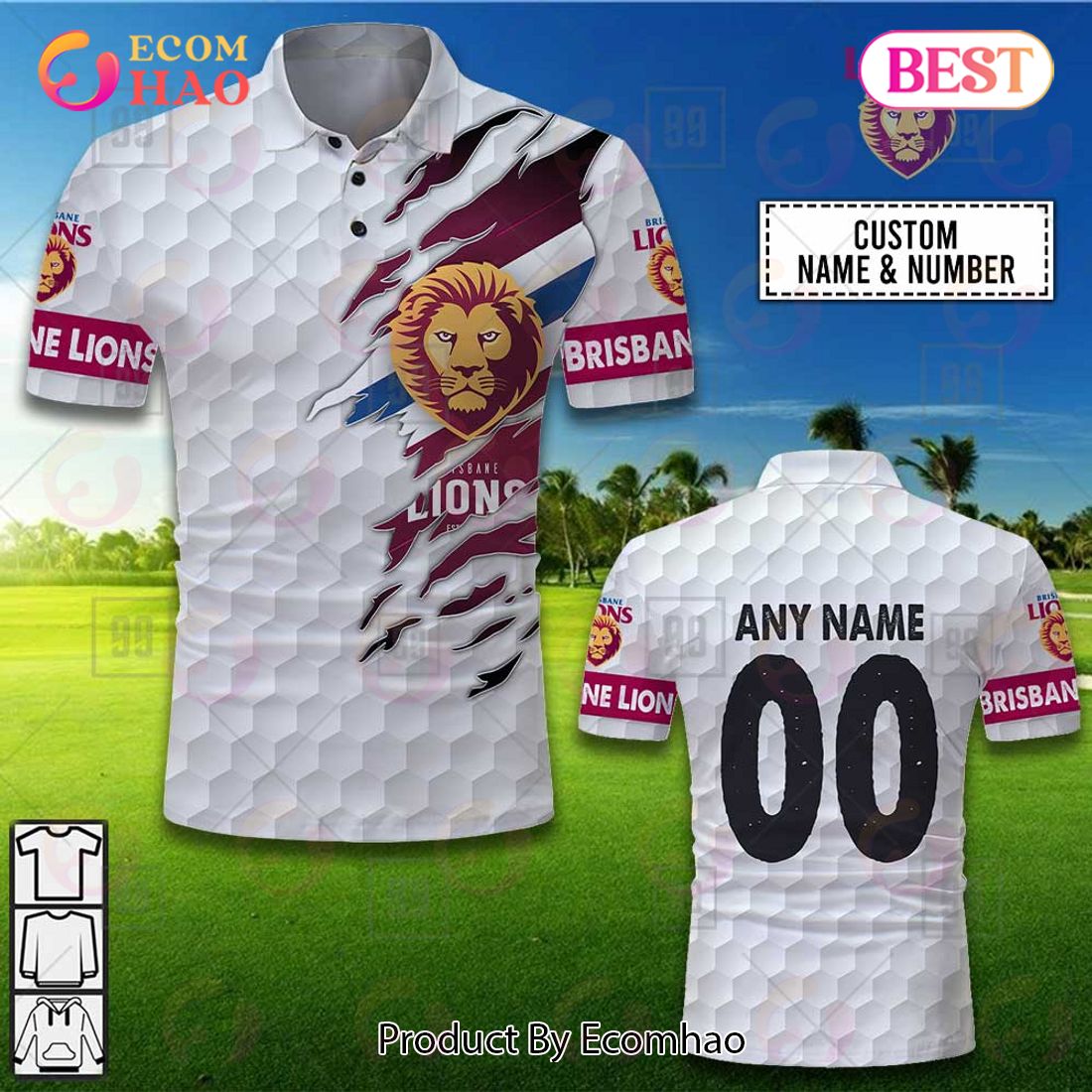 Personalized Golf AFL Brisbane Lions Polo Shirt