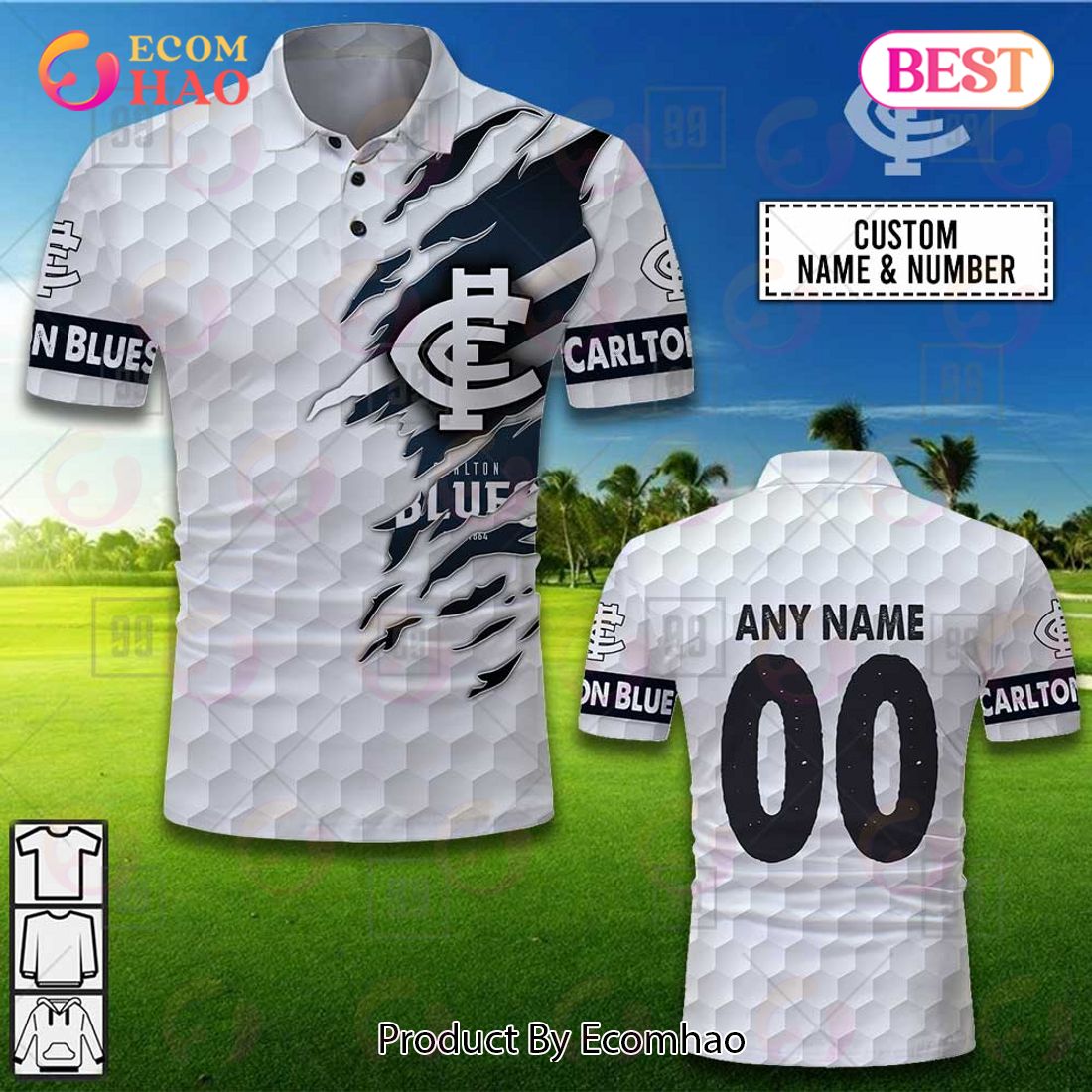 Personalized Golf AFL Carlton Blues Polo Shirt