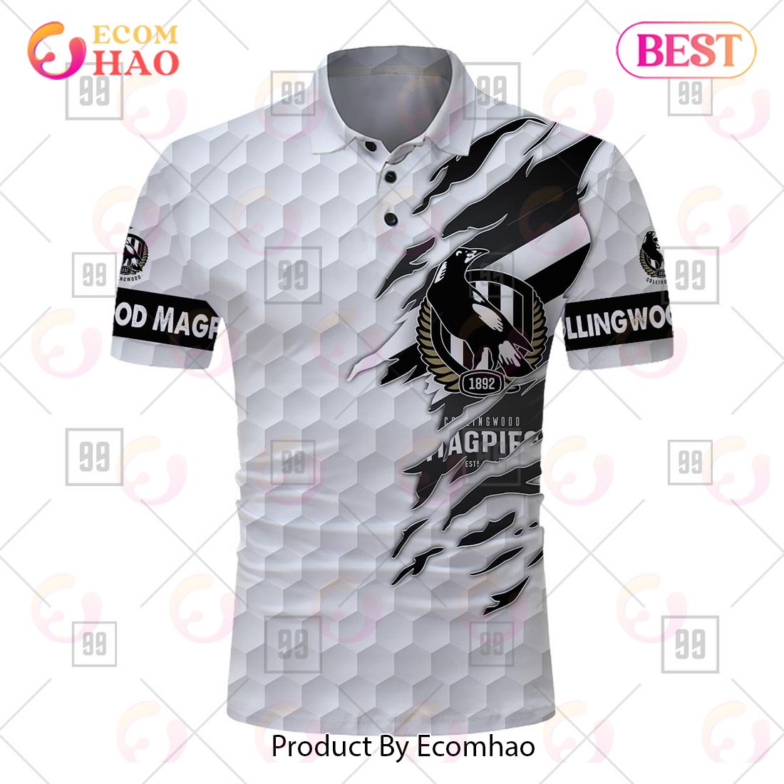 Personalized Golf AFL Collingwood Magpies Polo Shirt