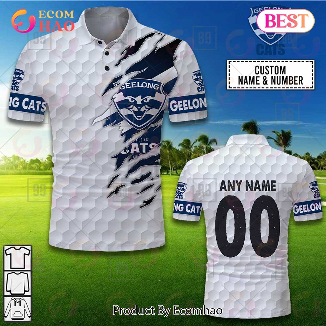 Personalized Golf AFL Geelong Cats Polo Shirt