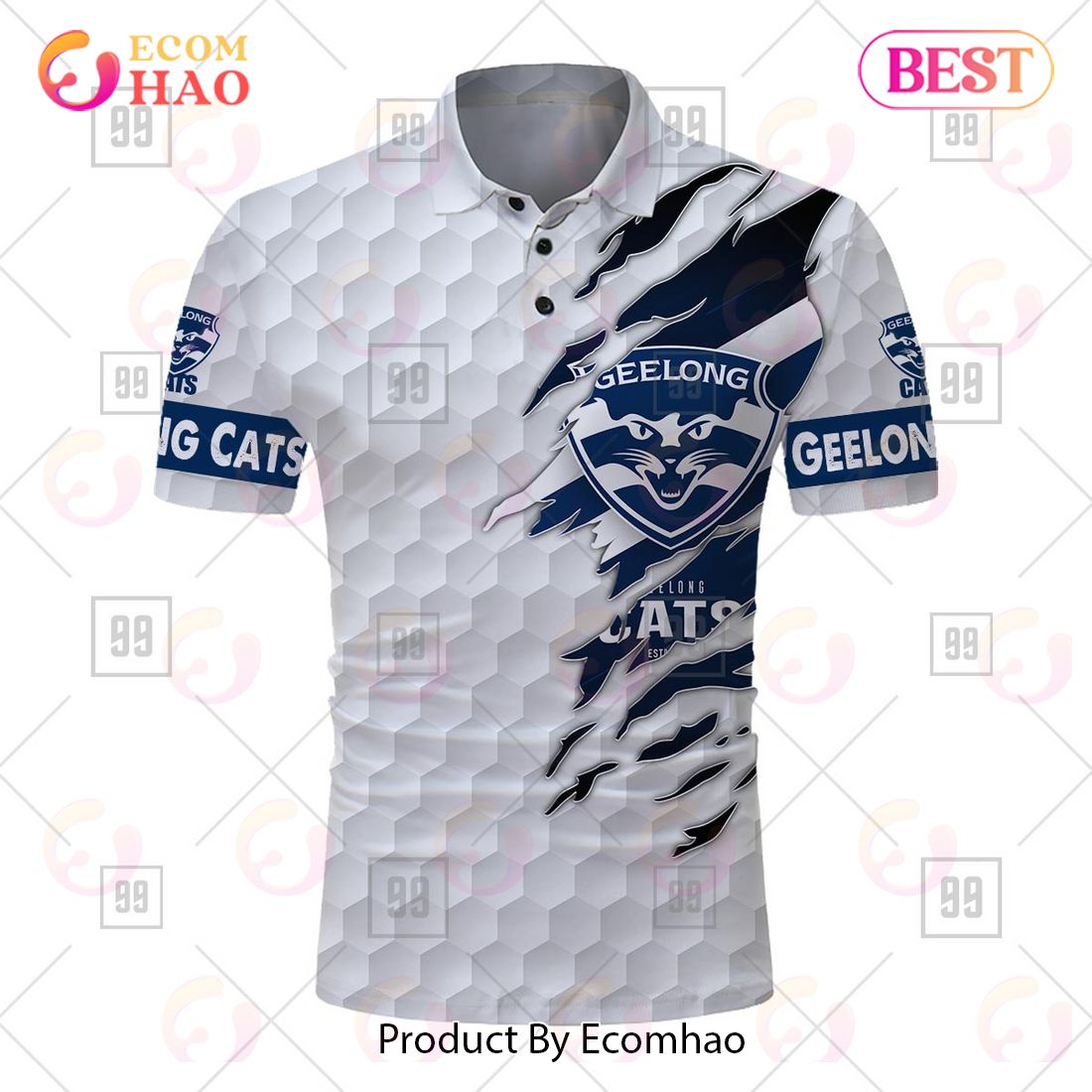 Personalized Golf AFL Geelong Cats Polo Shirt