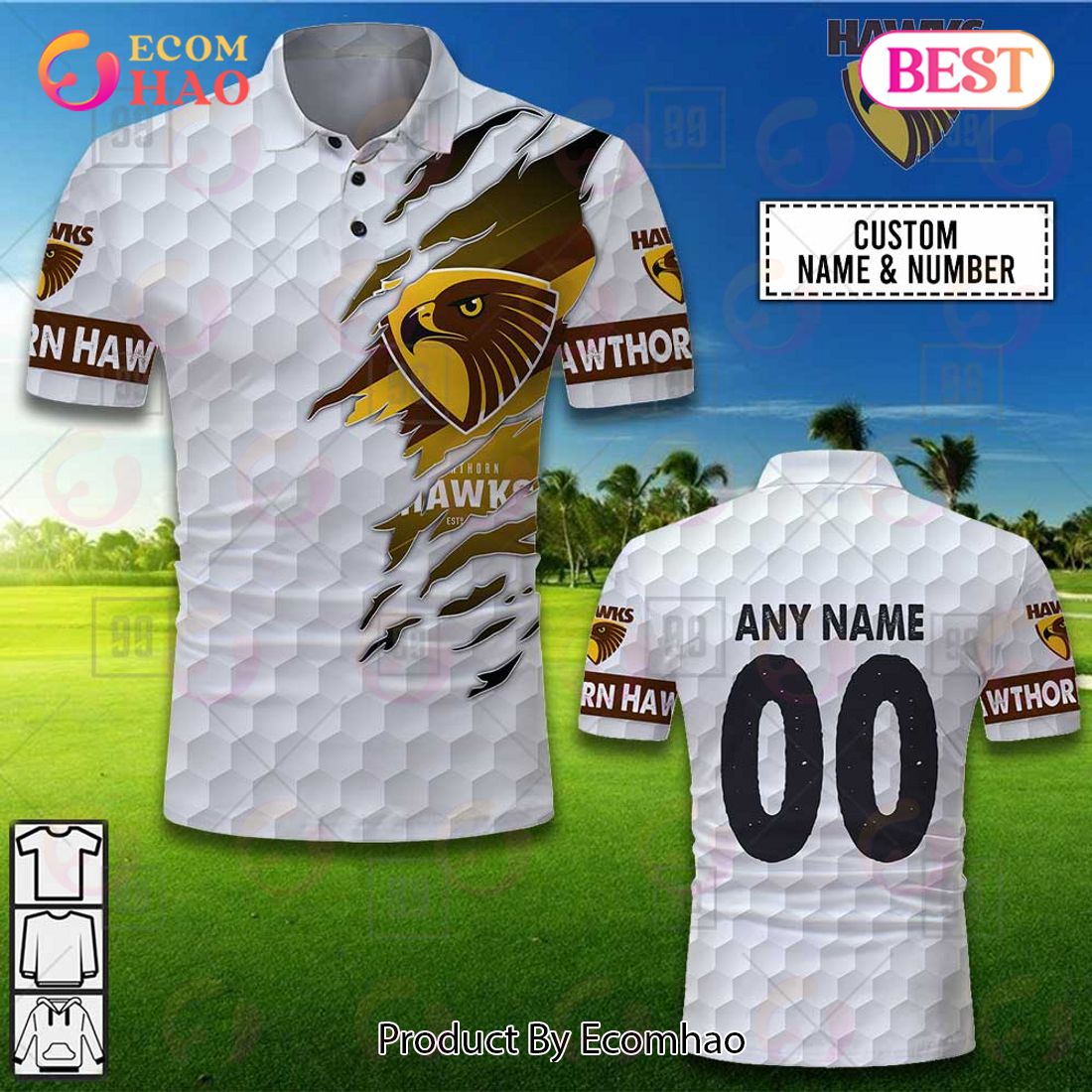 Personalized Golf AFL Hawthorn Hawks Polo Shirt