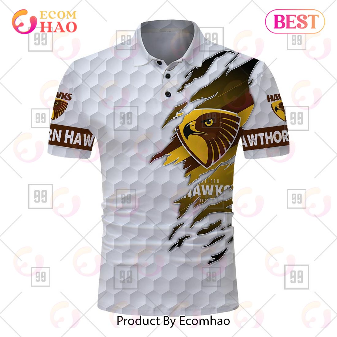 Personalized Golf AFL Hawthorn Hawks Polo Shirt