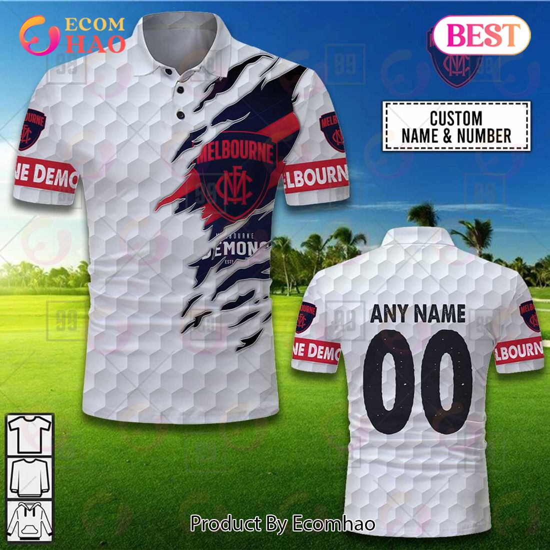 Personalized Golf AFL Melbourne Demons Polo Shirt