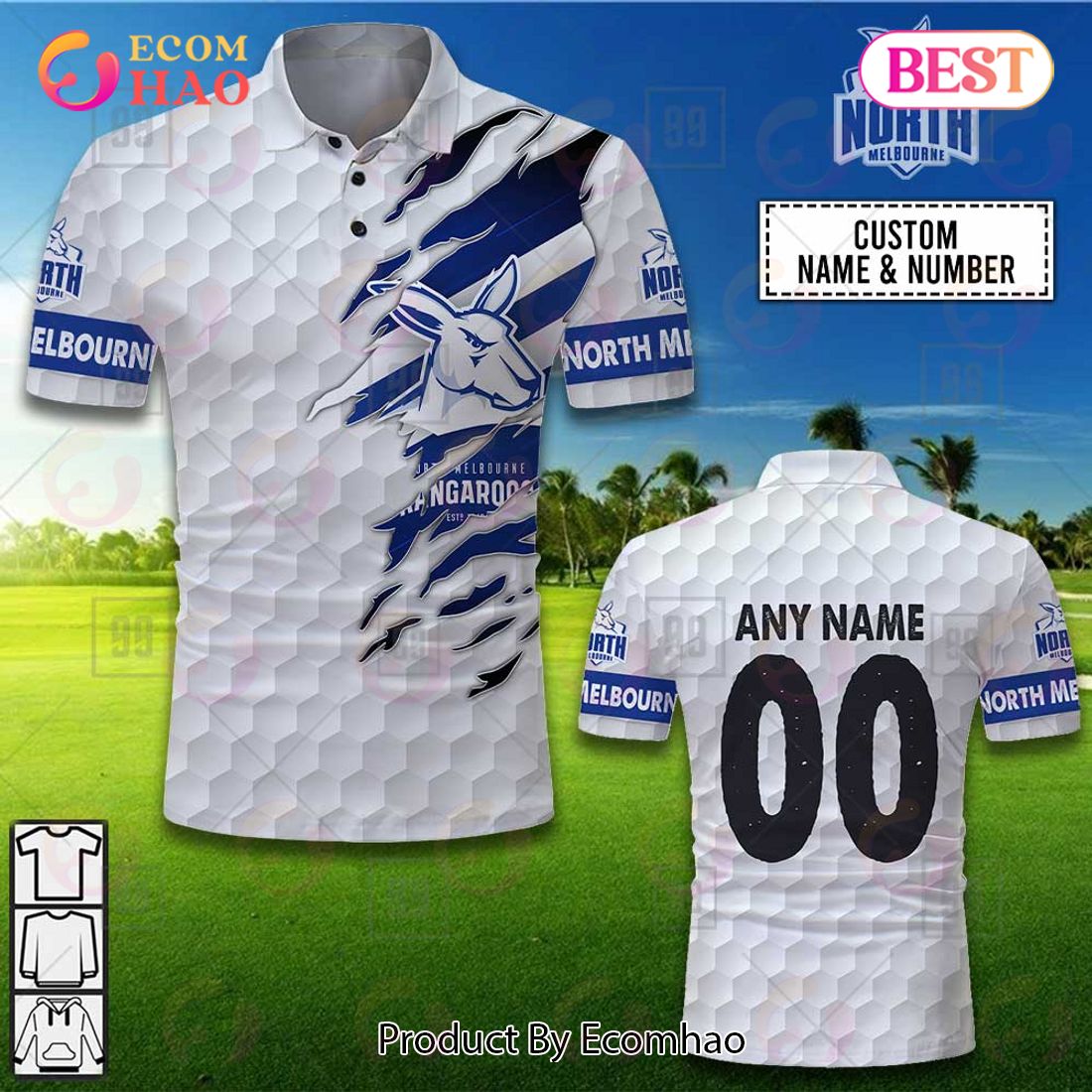 Personalized Golf AFL North Melbourne Kangaroos Polo Shirt