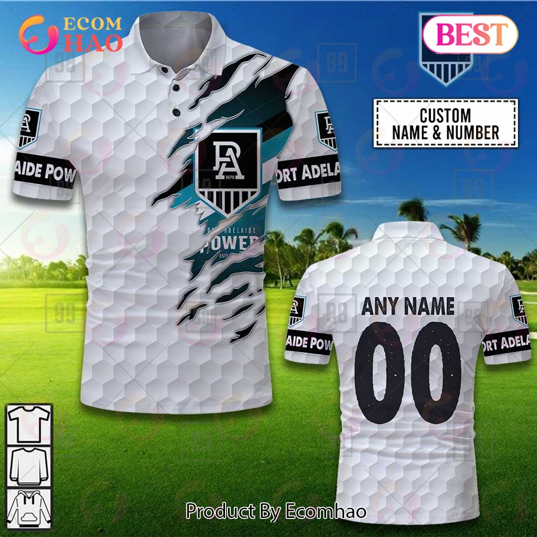 Personalized Golf AFL Port Adelaide Power Polo Shirt - Ecomhao Store