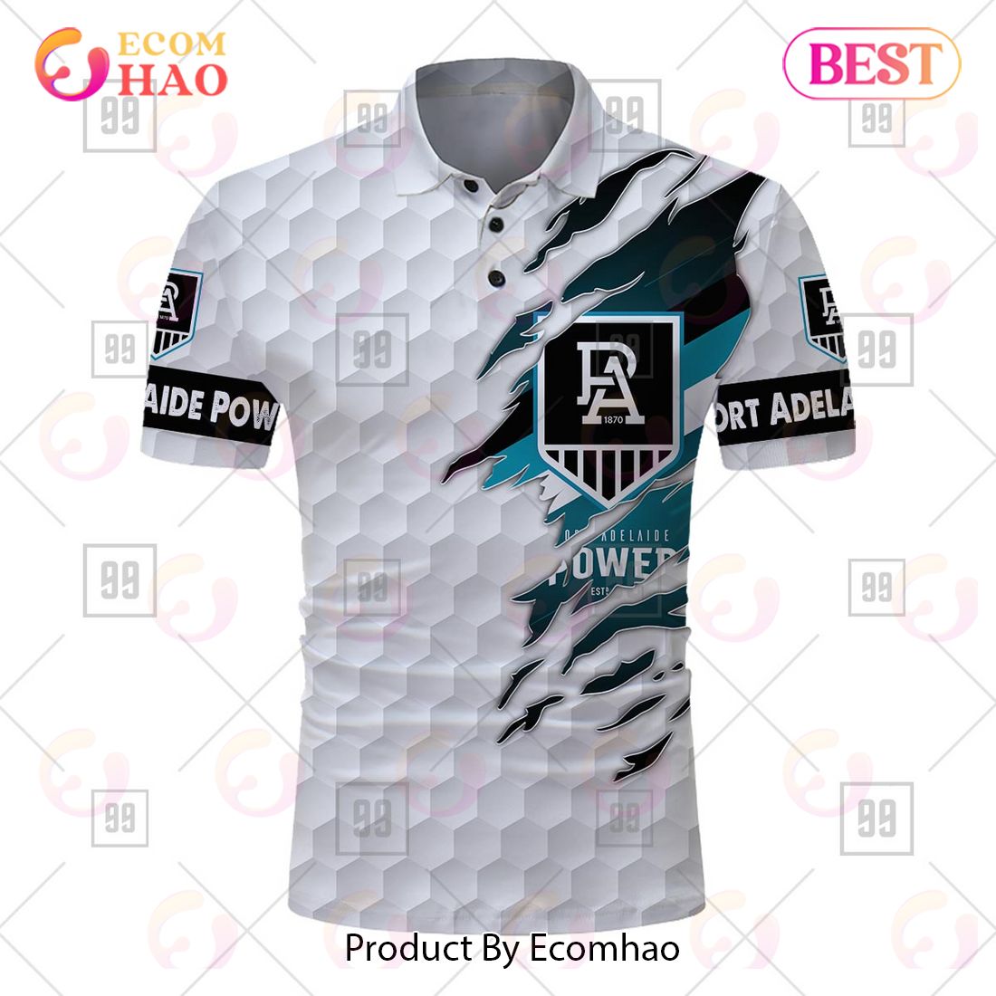 Personalized Golf AFL Port Adelaide Power Polo Shirt