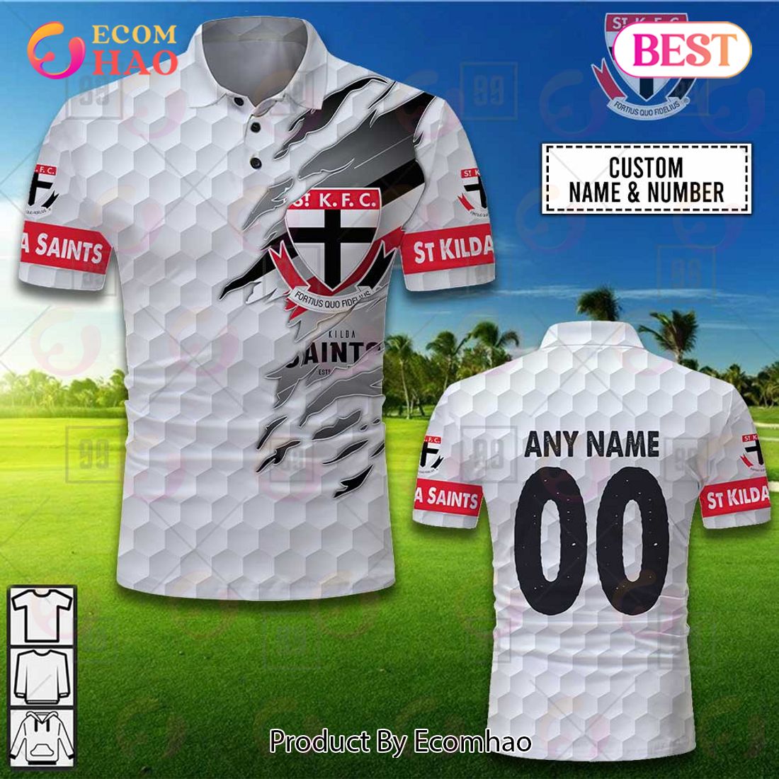 Personalized Golf AFL St Kilda Saints Polo Shirt