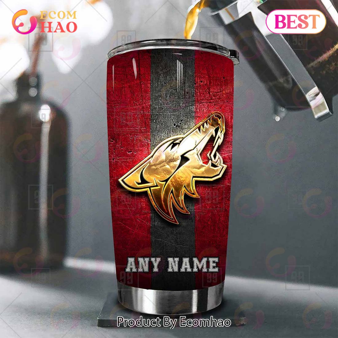 Personalized NHL Arizona Coyotes Old Metal Tumbler