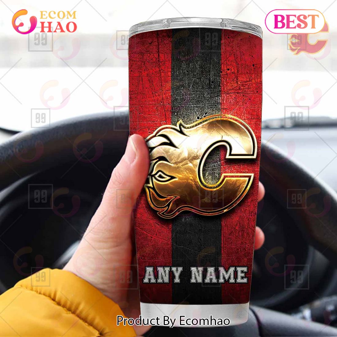 Personalized NHL Calgary Flames Old Metal Tumbler