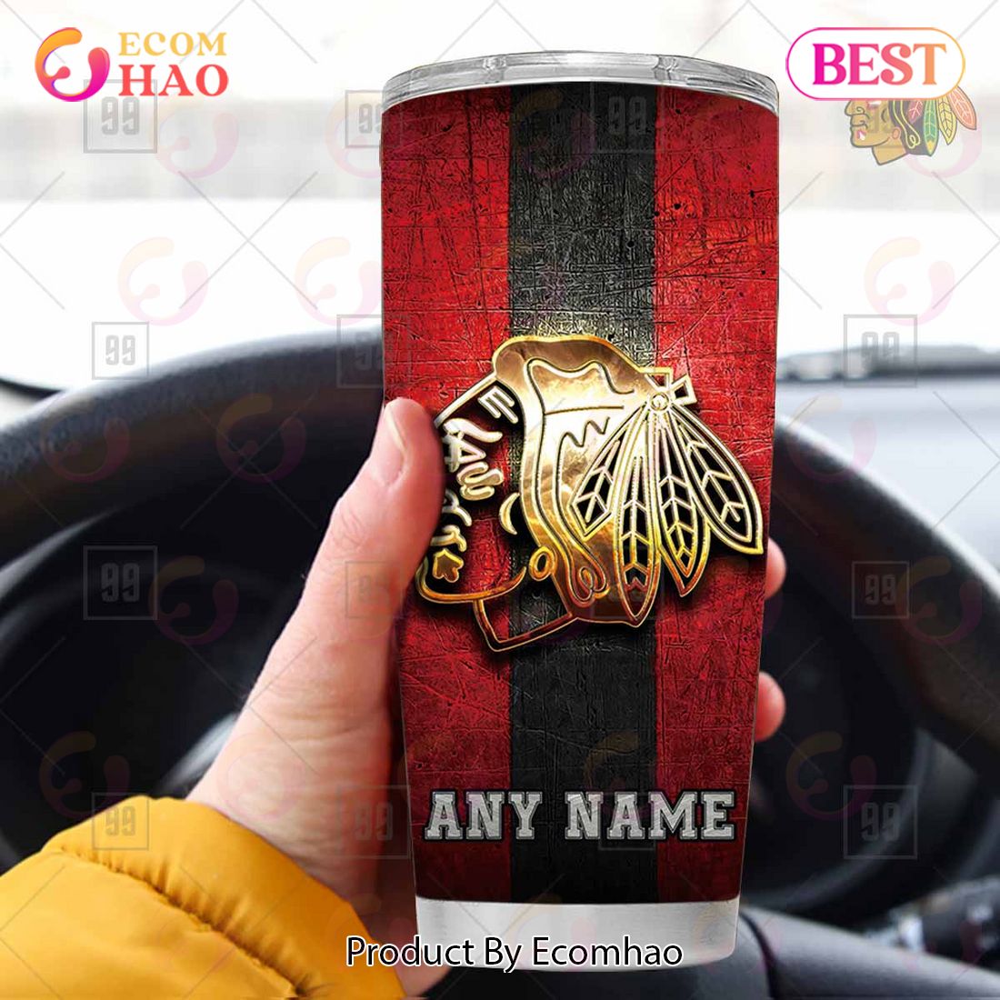 Personalized NHL Chicago Blackhawks Old Metal Tumbler