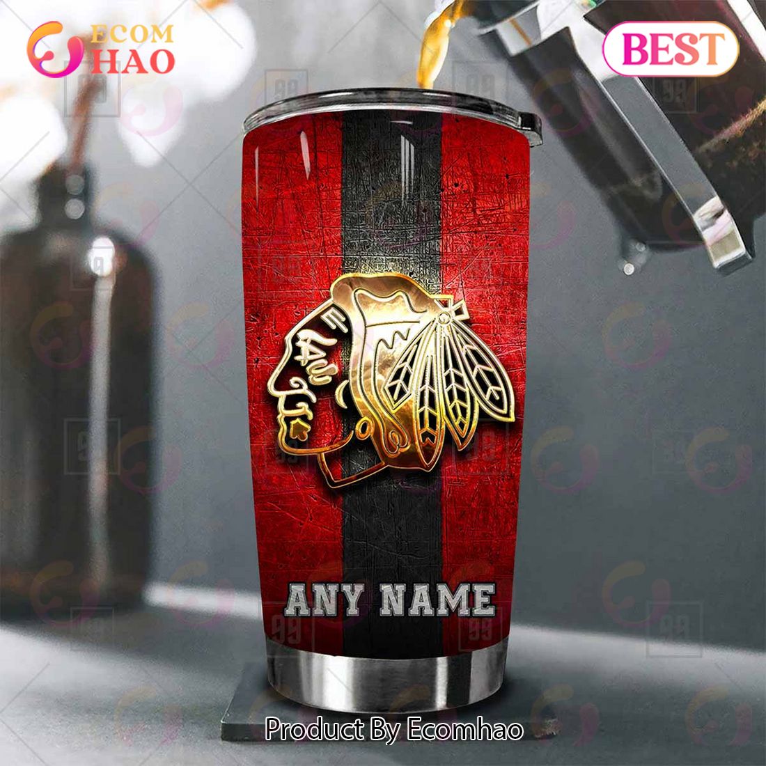 Personalized NHL Chicago Blackhawks Old Metal Tumbler