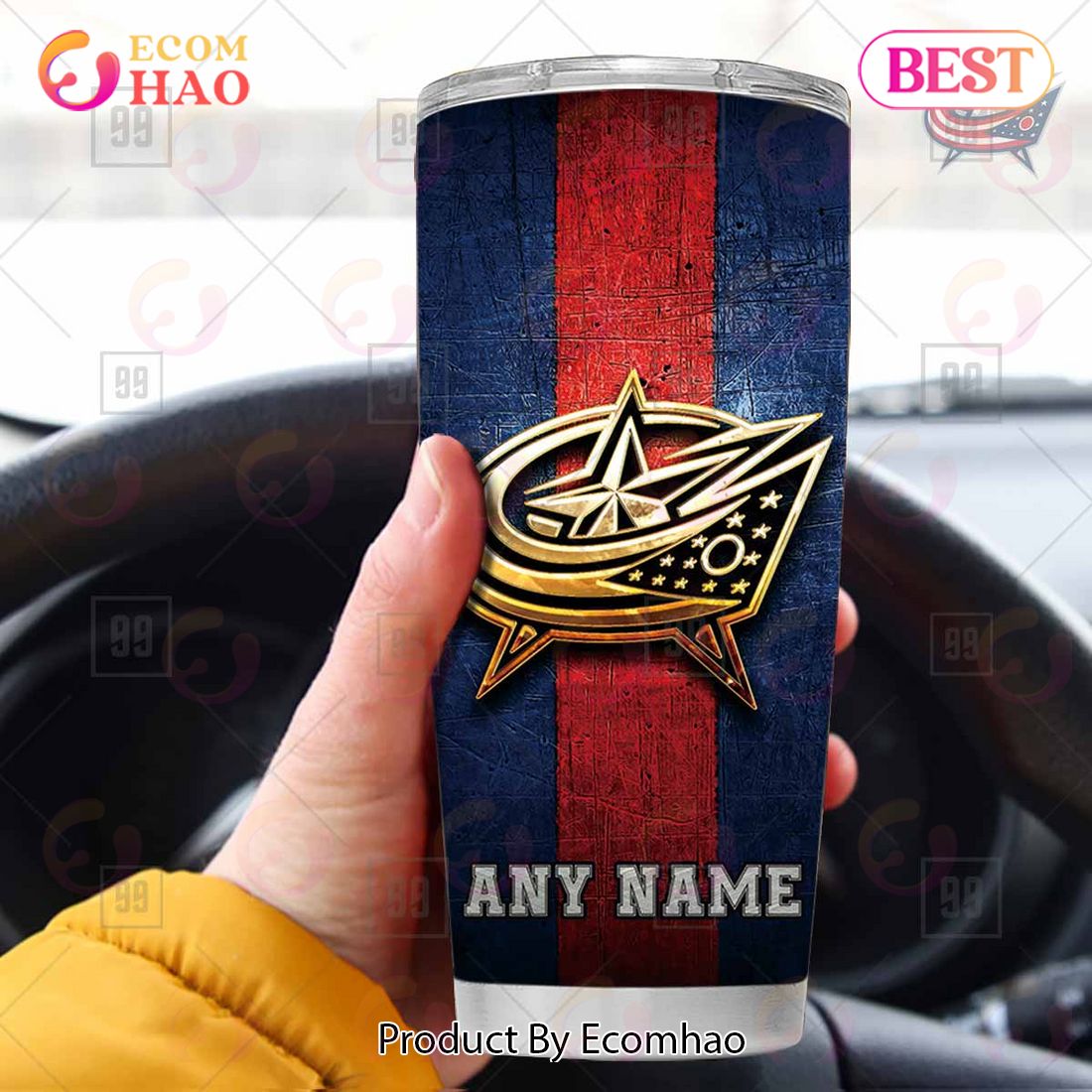 Personalized NHL Columbus Blue Jackets Old Metal Tumbler