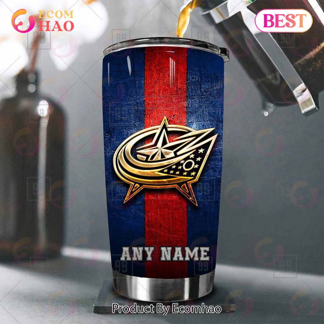 Personalized NHL Columbus Blue Jackets Old Metal Tumbler