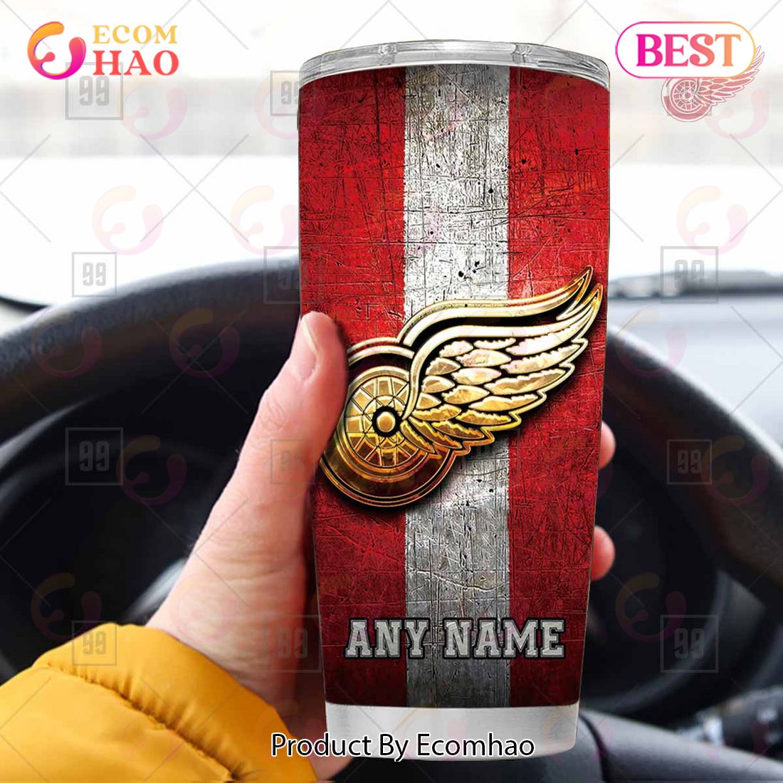 Personalized NHL Detroit Red Wings Old Metal Tumbler