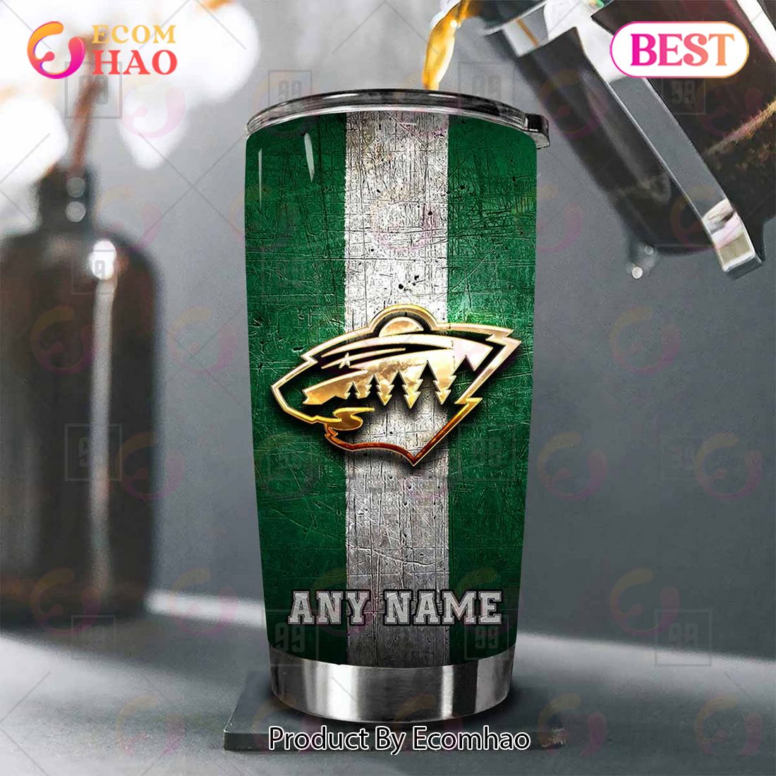 Personalized NHL Minnesota Wild Old Metal Tumbler