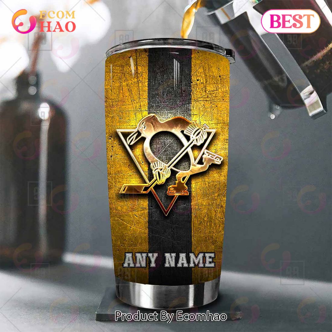 Personalized NHL Pittsburgh Penguins Old Metal Tumbler